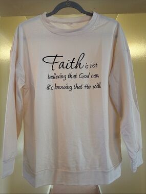Faith Graphic Long Sleeve light beige Tee Size S